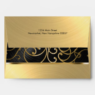 Elegant Black and Gold Filigree Envelopes