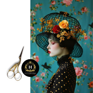 Elegant Black and Gold Floral Birdcage Hat Tissue Paper