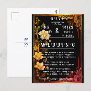 Elegant Black and Gold Floral Postcard