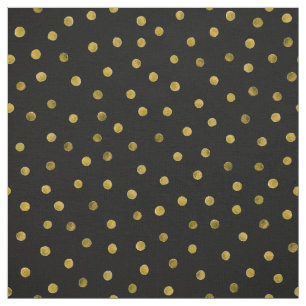 Elegant Black And Gold Foil Confetti Dots Fabric