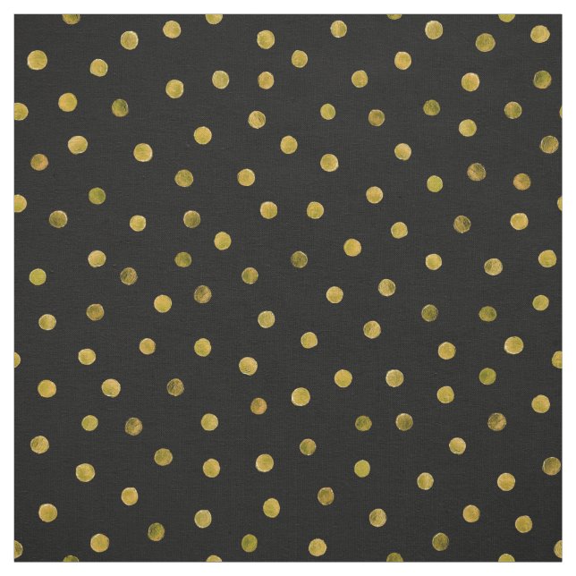 Elegant Black And Gold Foil Confetti Dots Fabric (Swatch)
