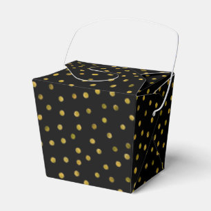 Elegant Black And Gold Foil Confetti Dots Favor Box