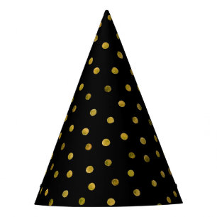 Elegant Black And Gold Foil Confetti Dots Party Hat