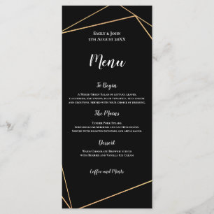 Elegant Black and Gold Geometric Frame Wedding Menu