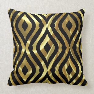 Elegant Black And Gold Geometric Pattern Throw Pillow