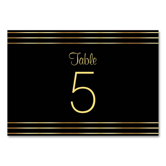 Elegant Black And Gold Glamourous Template Modern Table Number (Front)
