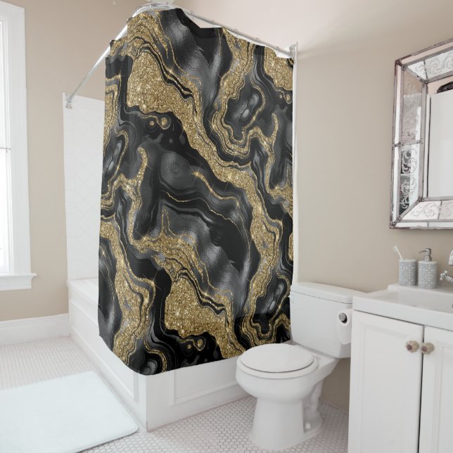 Elegant Black and Gold Glitter Agate Pattern (In Situ)
