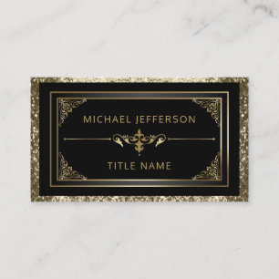 Elegant Black and Gold Glitter Business Card