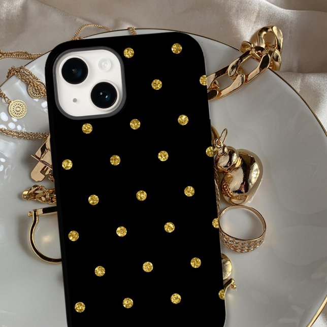 Elegant Black and Gold Glitter Dot Pattern Case-Mate iPhone Case (Creator Uploaded)