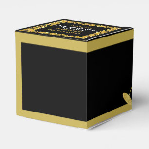 Elegant Black and Gold Glitter Dust Birthday  Favor Box