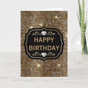 Elegant Black and Gold Glitter Sparkles Card