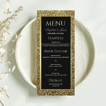 Elegant Black and Gold Glitter Wedding Menu<br><div class="desc">Elevate your winter wedding with this luxurious and elegant black and gold glitter wedding menu. Featuring a sleek, minimalist design with custom names of the bride and groom, this sophisticated piece adds a touch of glamour to your celebration. The perfect blend of simplicity and opulence for a memorable and stylish...</div>