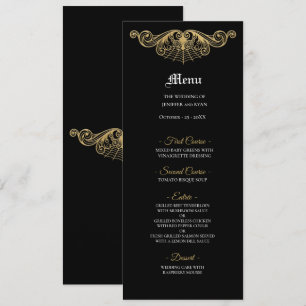 Elegant black and gold Gothic Wedding Menu