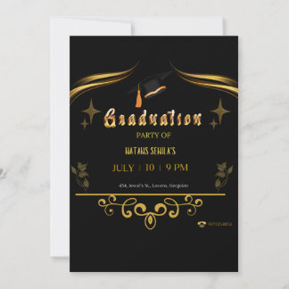 Elegant Black and Gold Graduation Party Suite Invitation