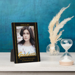 Elegant Black And Gold Graduation Photo Keepsake Plaque