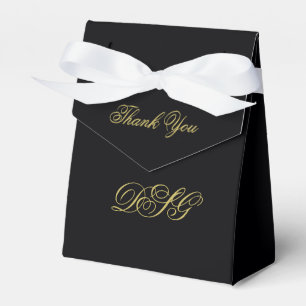 Elegant Black and Gold Heart Wedding Thank You Favor Box