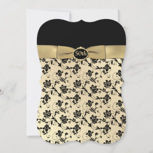 Élégant Black and Gold Invitation du 50e anniversa