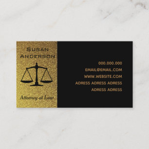Elegant black and gold lawyer attorney business card