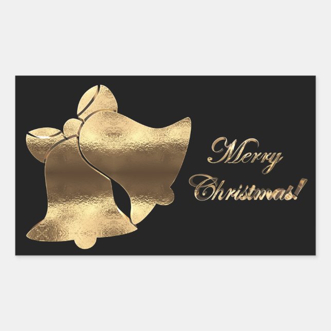 Elegant Black and Gold Look Christmas Bells Sticker (Front)