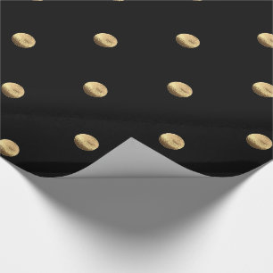 Elegant Black and Gold Look Polka Dots Pattern Wrapping Paper