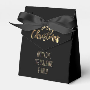 Elegant Black and Gold Look Script Merry Christmas Favor Box