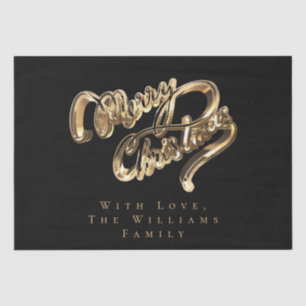 Elegant Black and Gold Look Script Merry Christmas Tissue Paper