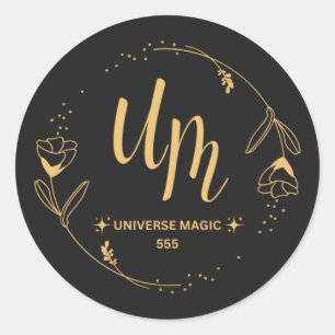 Elegant Black and Gold Luxury Floral Logo Sticker