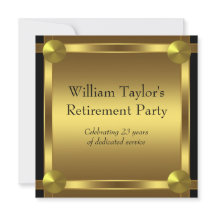 Elegant Black and Gold Mans Retirement Party