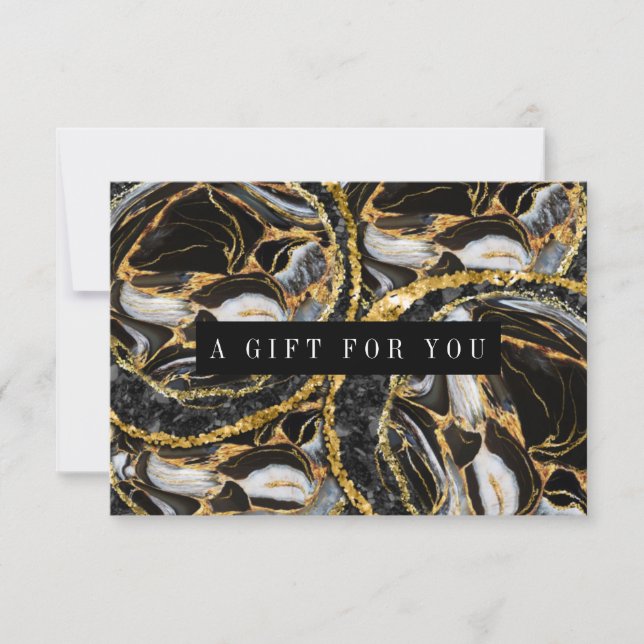 Elegant Black And Gold Marble Gift Certificate (Front)
