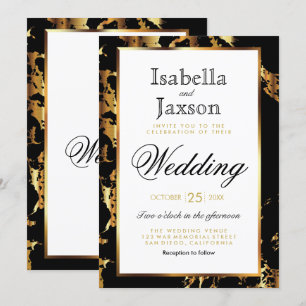 Elegant Black and Gold Marble  Invitation