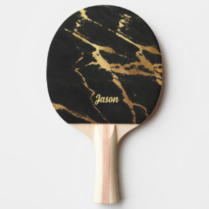 Elegant Black and Gold Marble Look Ping Pong Paddle