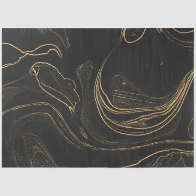 Elegant Black and Gold Marble Tissue Paper (Front)