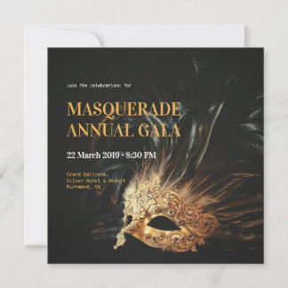 Elégant Black and Gold Masquerade Gala Invitation