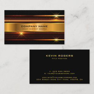 Elegant black and gold metallic geometric design business card