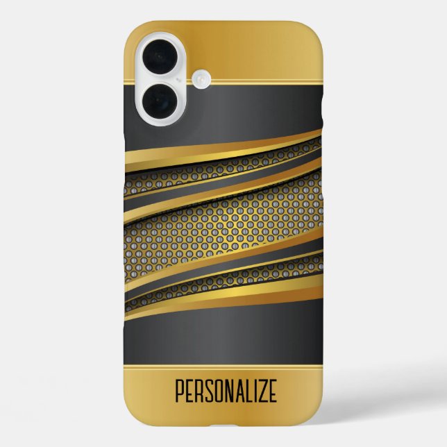 Elegant Black and Gold Metallic Mesh Design Case-Mate iPhone Case (Back)