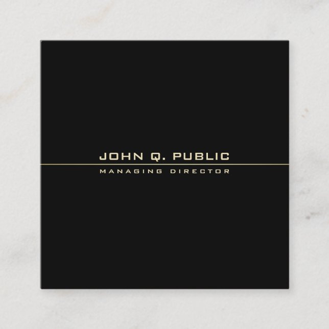 Elegant Black And Gold Modern Charming Template Square Business Card (Front)