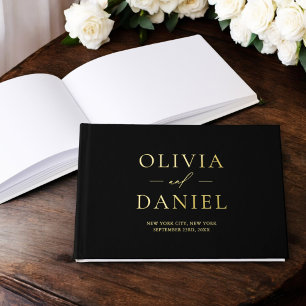 Elegant Black and Gold Modern Minimalist Guest Book