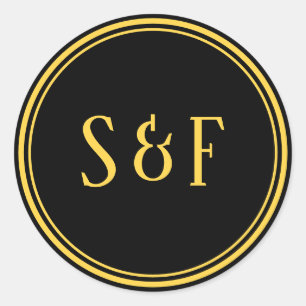 Elegant Black and Gold Monogram Envelope Seal