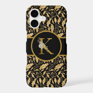 Elegant Black and Gold Monogram Letter "K"