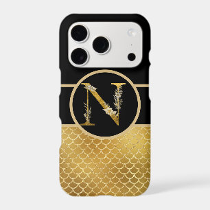 Elegant Black and Gold Monogram Letter "N"