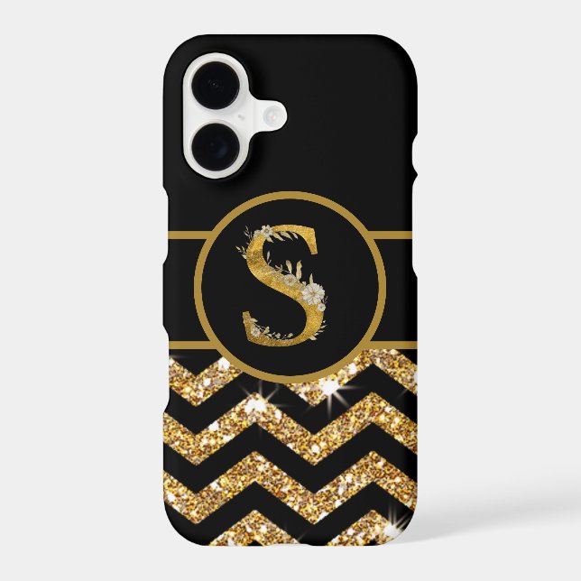 Elegant Black and Gold Monogram Letter "S" (Back)