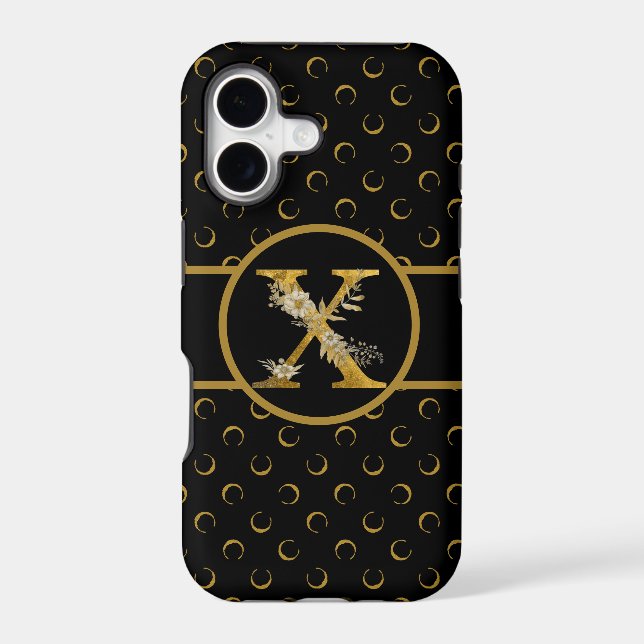Elegant Black and Gold Monogram Letter "X" (Back)