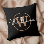 Elegant Black and Gold Monogram Name Throw Pillow<br><div class="desc">Classic black and gold monogram throw pillow. You can personalize the name,  monogram and customize the font and colors to create your own unique design. Designed by Thisisnotme©</div>