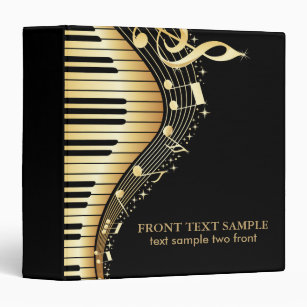 Elegant Black And Gold Music Notes Design Binder