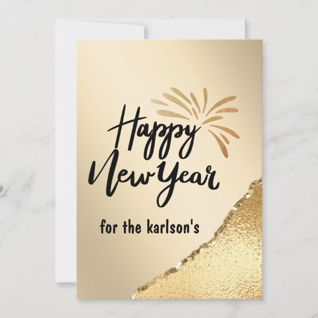 ELEGANT BLACK AND GOLD NEW YEAR  HOLIDAY CARD (Front)