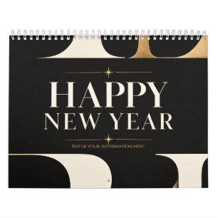 Elegant Black and Gold New Year style Calendar