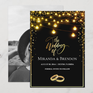 Elegant black and gold ochre, confetti invitation