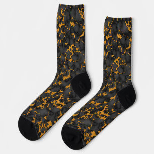 Elegant Black and Gold Onyx Marble Texture Design Socks