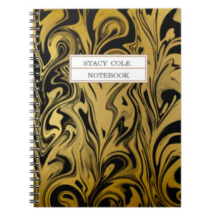 Elegant Black and Gold Paint Name Personalized Notebook