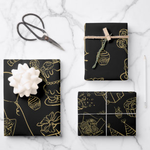 Elegant Black and gold Party  Wrapping Paper Sheet